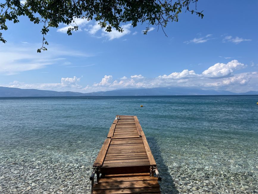 Stunning view of Lake Ohrid in North Macedonia with mountains in the background