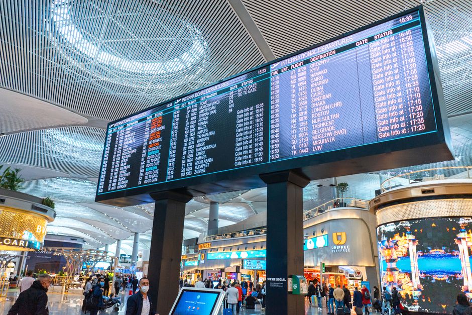 Modern terminal building of Hamad International Airport in Doha, Qatar
