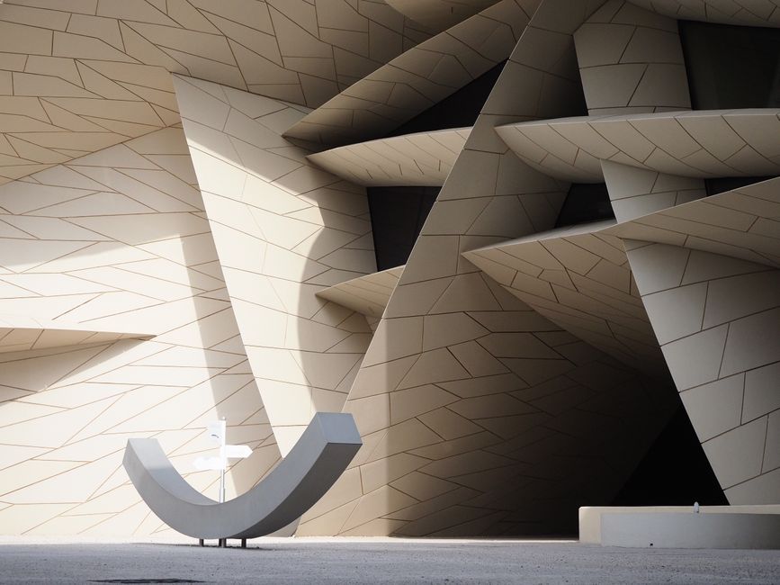 Modern Doha Metro station interior in Qatar with passengers