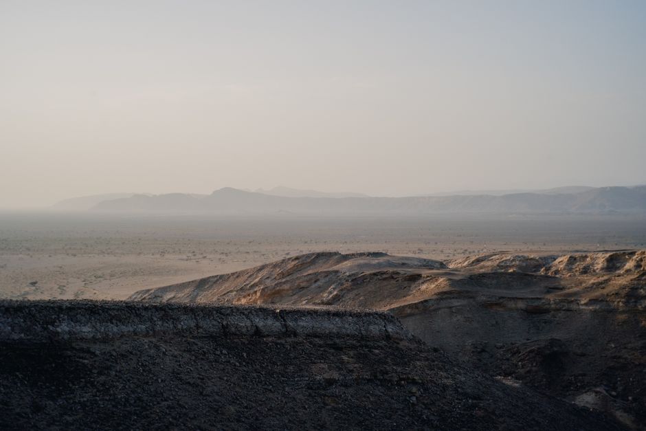 Dramatic cliffs of the Edge of the World (Jabal Fihrayn) near Riyadh, Saudi Arabia at sunset