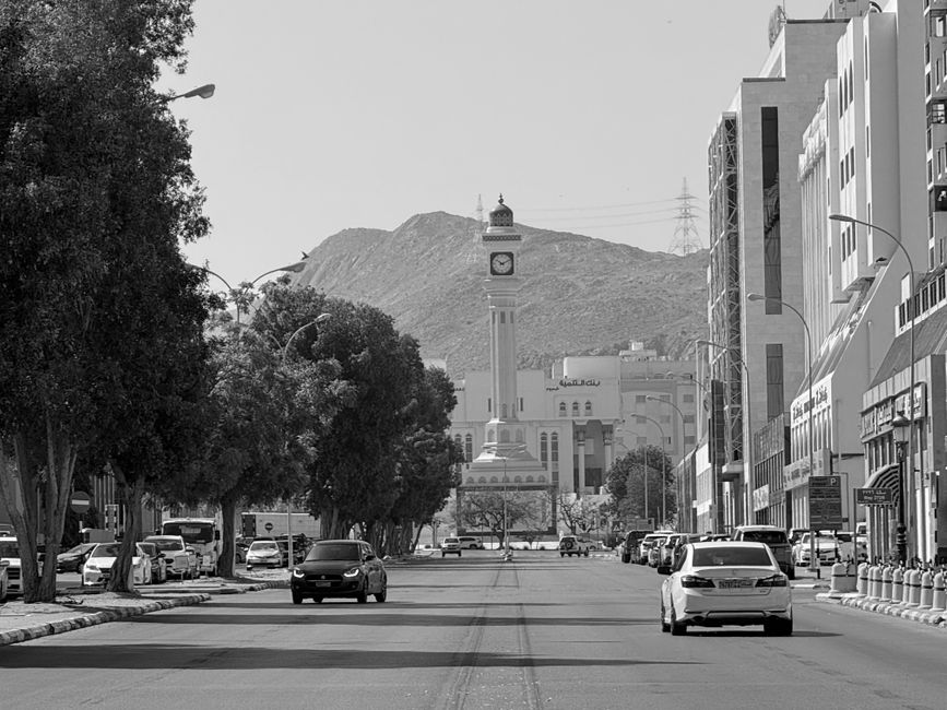Emergency services vehicle in a modern Saudi Arabian city