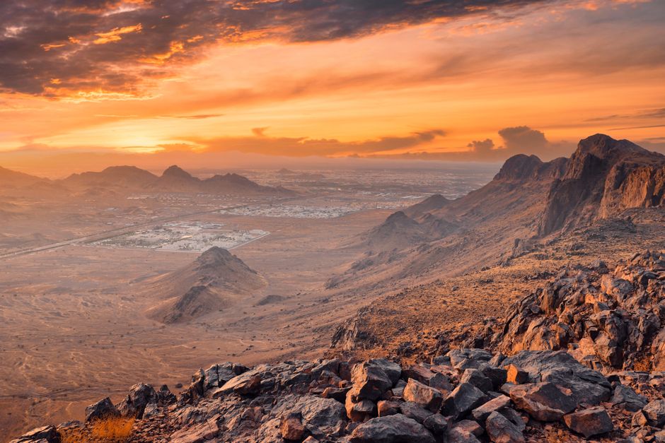 Sunny day in a beautiful Saudi Arabian landscape, ideal for travel.