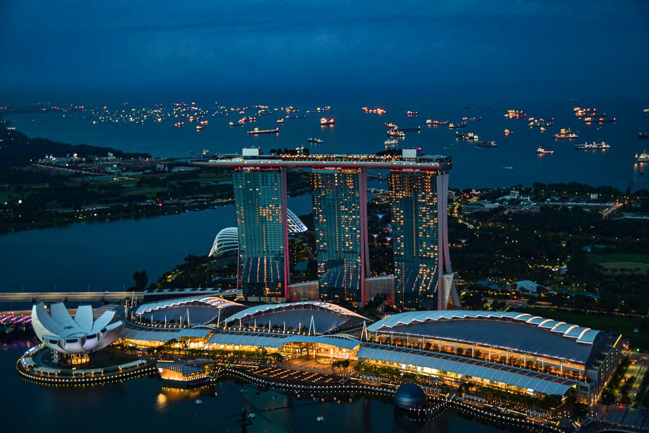 Stunning Singapore skyline featuring iconic hotels and modern architecture