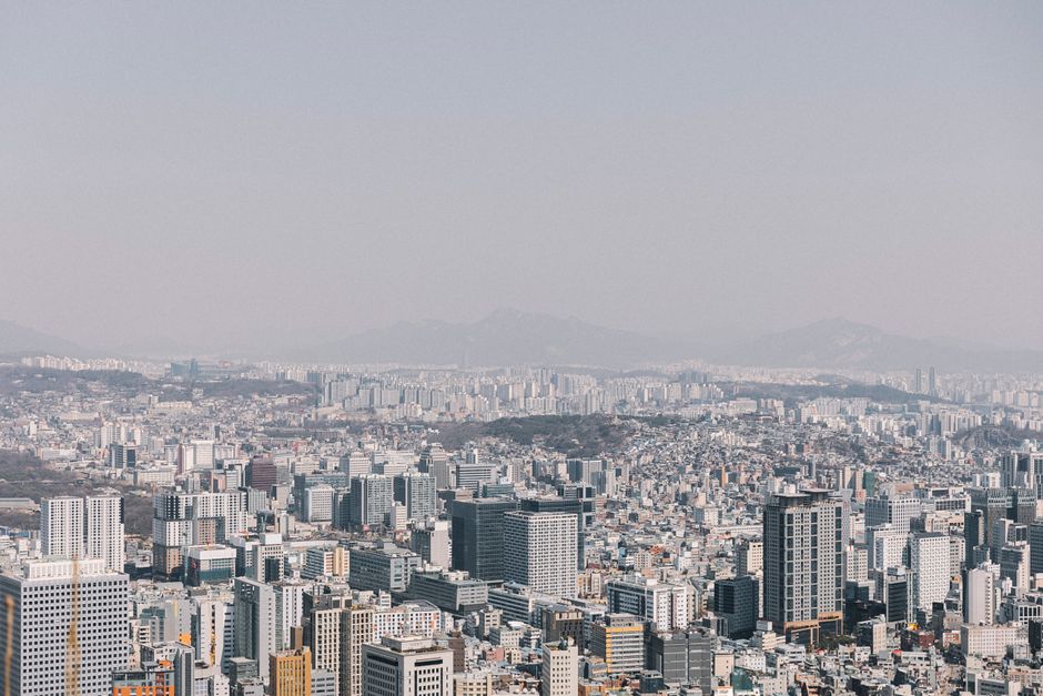 Vibrant Seoul city skyline at sunset with Namsan Tower, South Korea