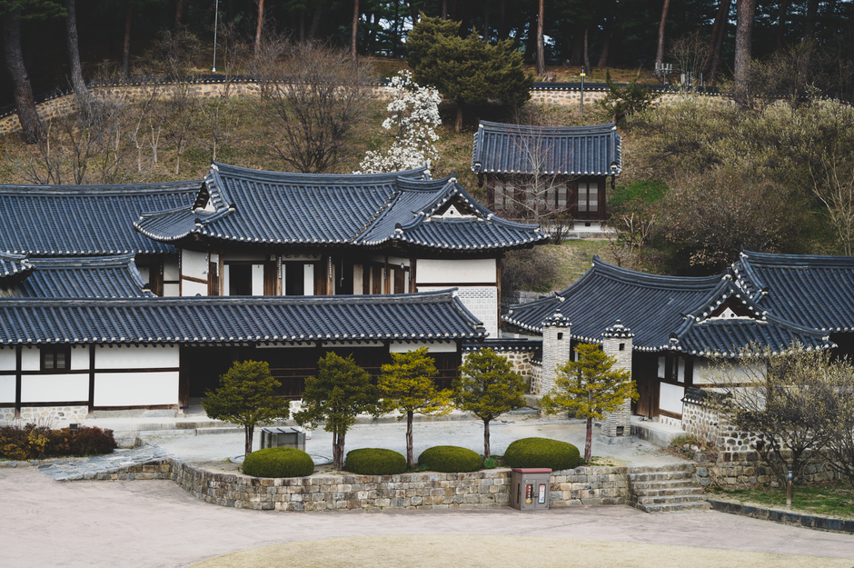 Beautiful traditional Hanok guesthouse in South Korea with a serene courtyard