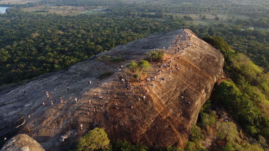 Panoramic view of Sigiriya Rock Fortress, an ancient wonder in Sri Lanka