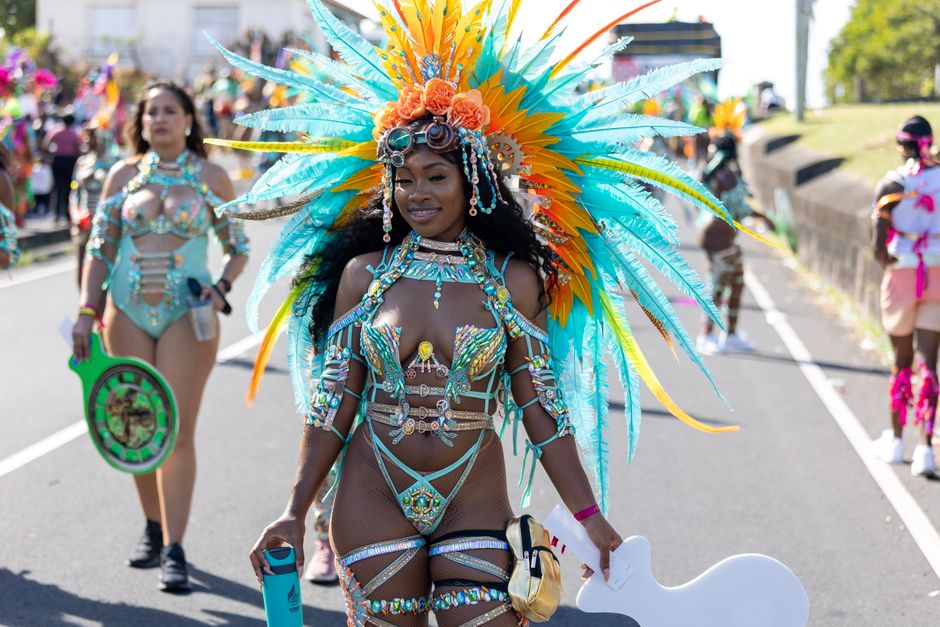 Vibrant Junkanoo parade with dancers and music in Nassau, Bahamas