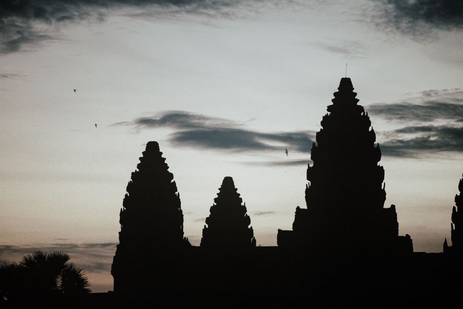 Sunrise over Angkor Wat temple complex in Siem Reap, Cambodia