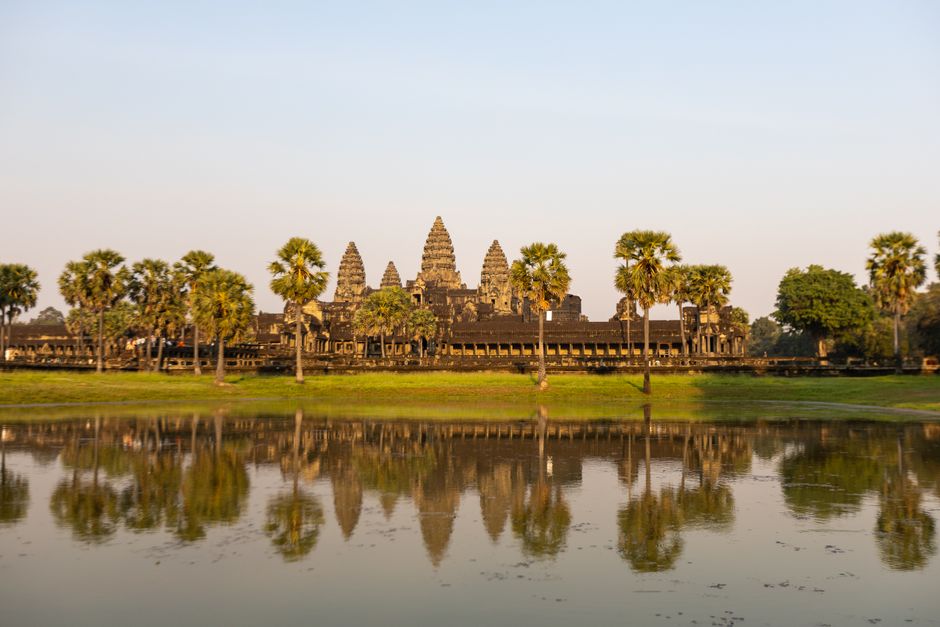 Sunrise over Angkor Wat temple complex in Siem Reap, Cambodia