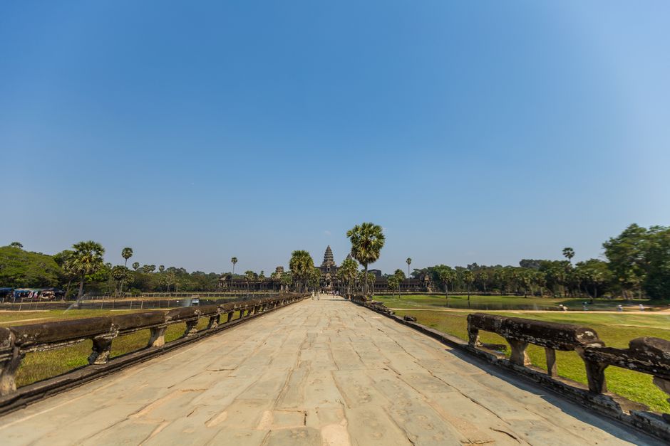 Beautiful sunny landscape in Cambodia during the dry season