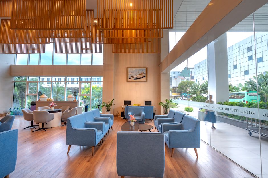 Modern hotel lobby in Shanghai, China, welcoming travelers