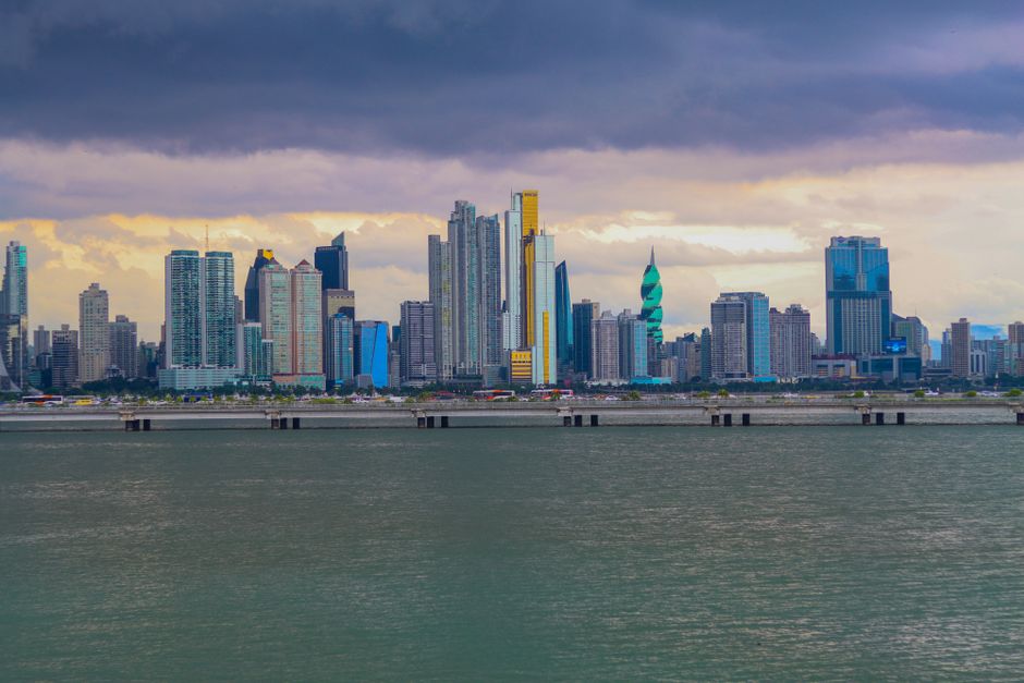 Panama City skyline at sunset, symbolizing modern connectivity for travelers