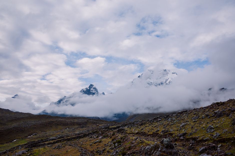 Panoramic view of the Sacred Valley in Peru with ancient Inca terraces