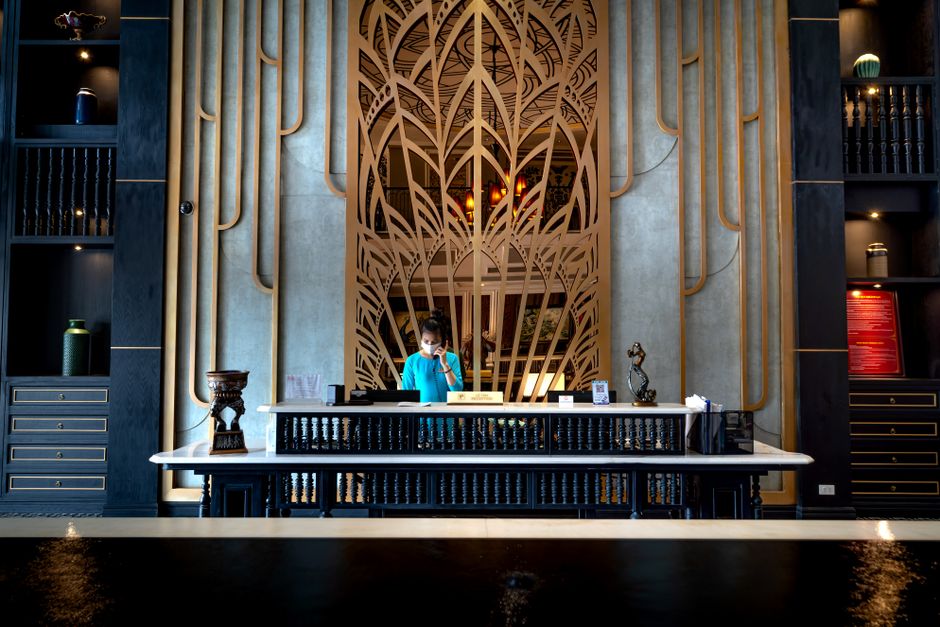 Luxurious and inviting hotel lobby in Taipei, Taiwan, welcoming travelers
