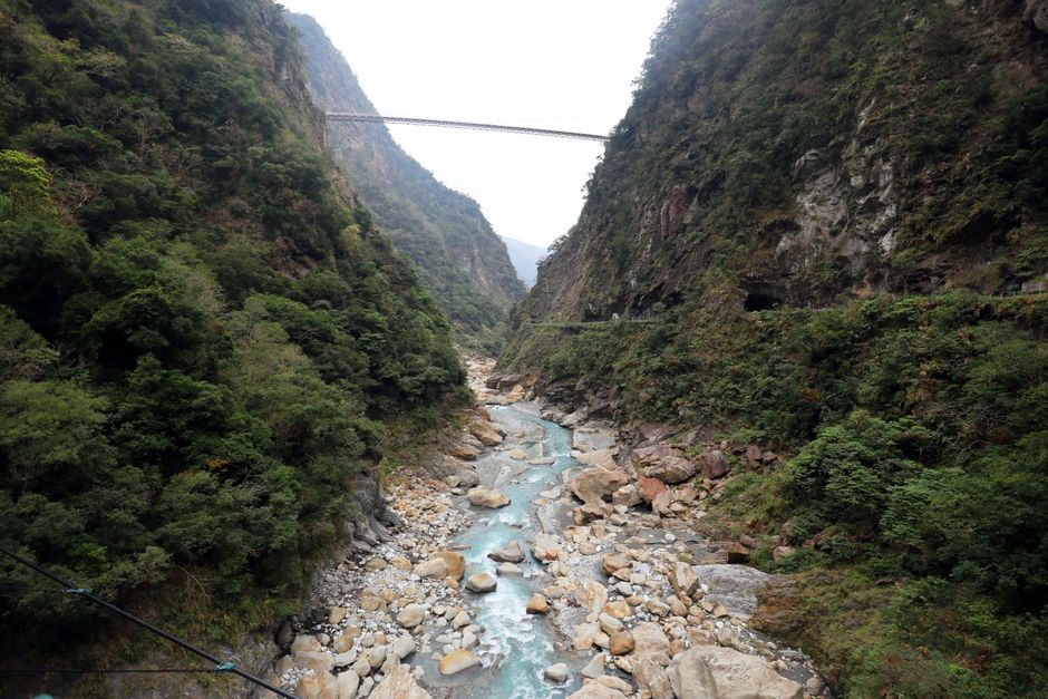 Stunning view of Taroko Gorge in Taiwan with lush mountains and a river